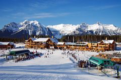 
Lake Louise Lodge, Chairlift and Gondola With Sheol Mountain, Haddo Peak and Mount Aberdeen, Fairview Mountain, Mount Victoria, Mount Whyte and Mount Niblock
